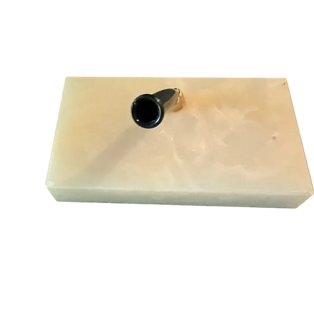 Alabaster Desk Pen Stand Base w/ Swivel Socket Mid Century Office Decor Vintage